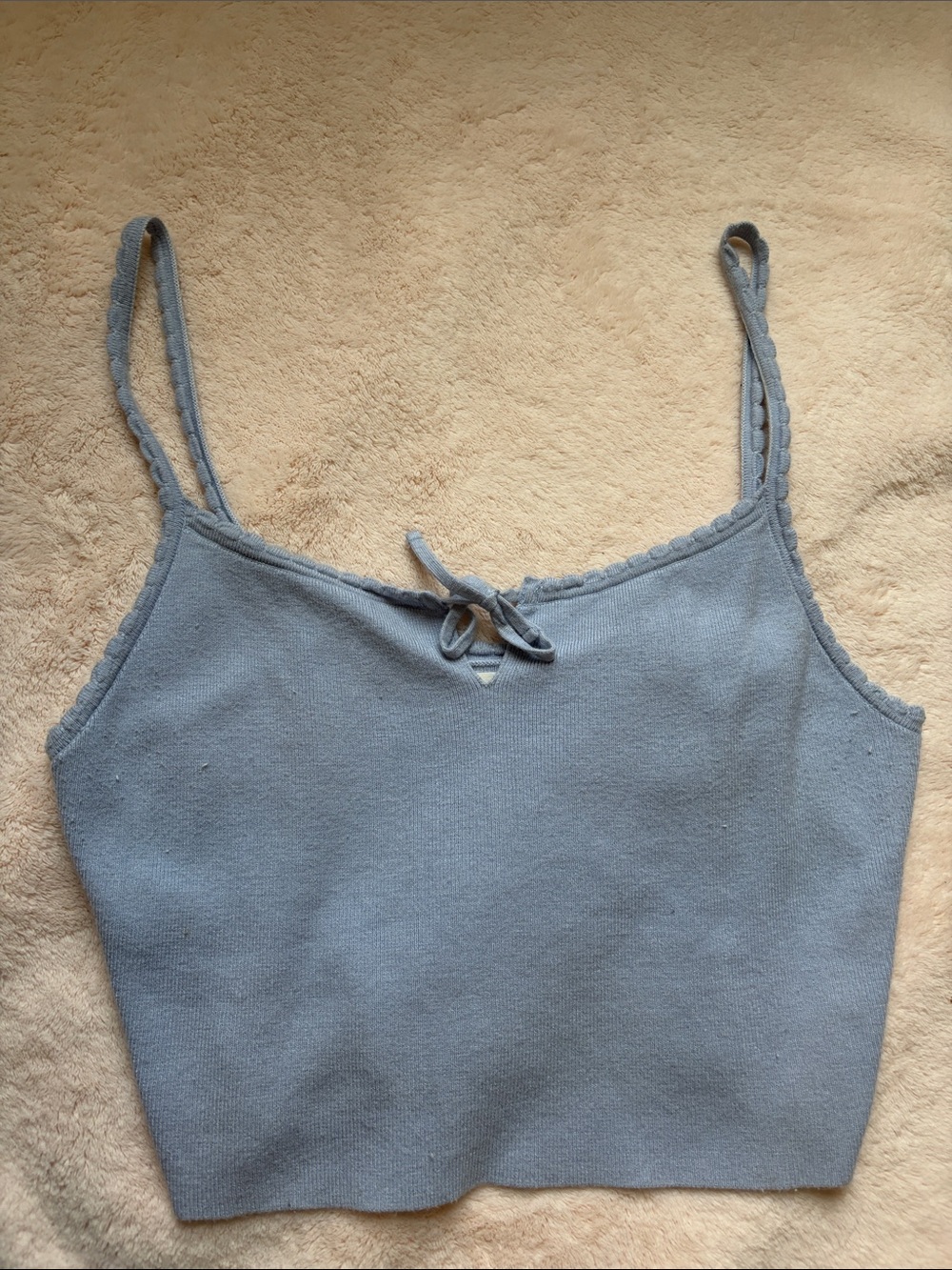 La Hearts Light Blue Cropped Knit Cami Top